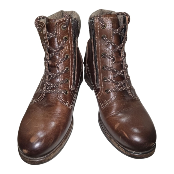 Taos Cutie Lace-up Ankle Boots 37 6-6.5 Choclate Brown Leather Wool Comfort - Picture 3 of 12